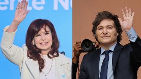 Combo de fotografías de archivo que muestra a la expresidenta Cristina Fernández (2007-2015) (i) y al presidente de Argentina Javier Milei