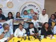 La Mesa Nacional Frente a la Minería Metálica durante la conferencia de prensa. Foto: Cortesía